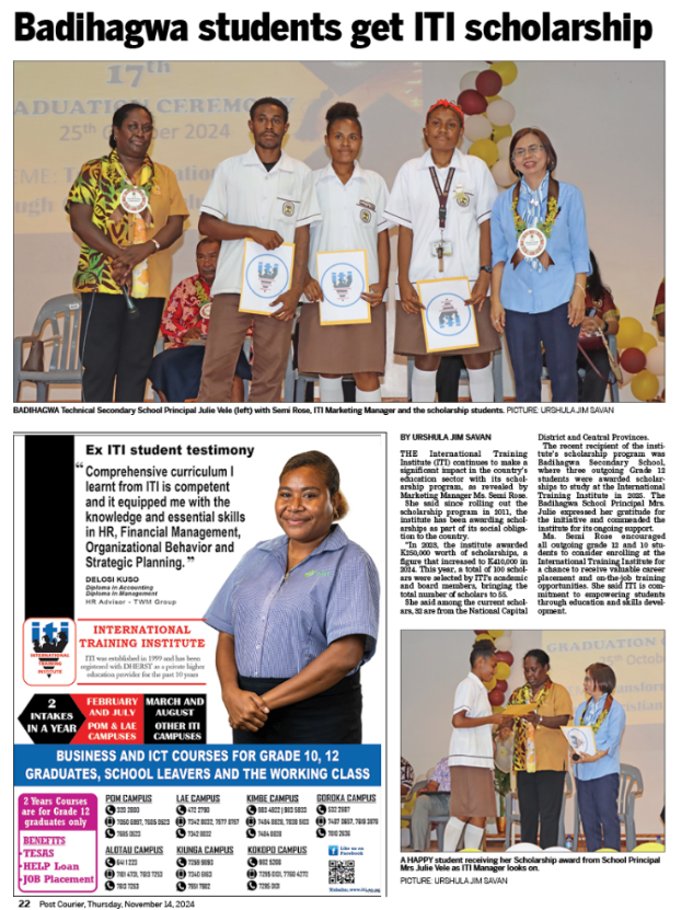 Hon Tkatchenko presenting ITI scholarship at Butuka Academy