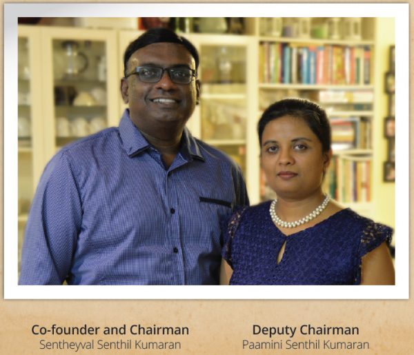 Co-founder and Chairman Sentheyval Senthil Kumaran with Deputy Chairman Paamini Senthil Kumaran